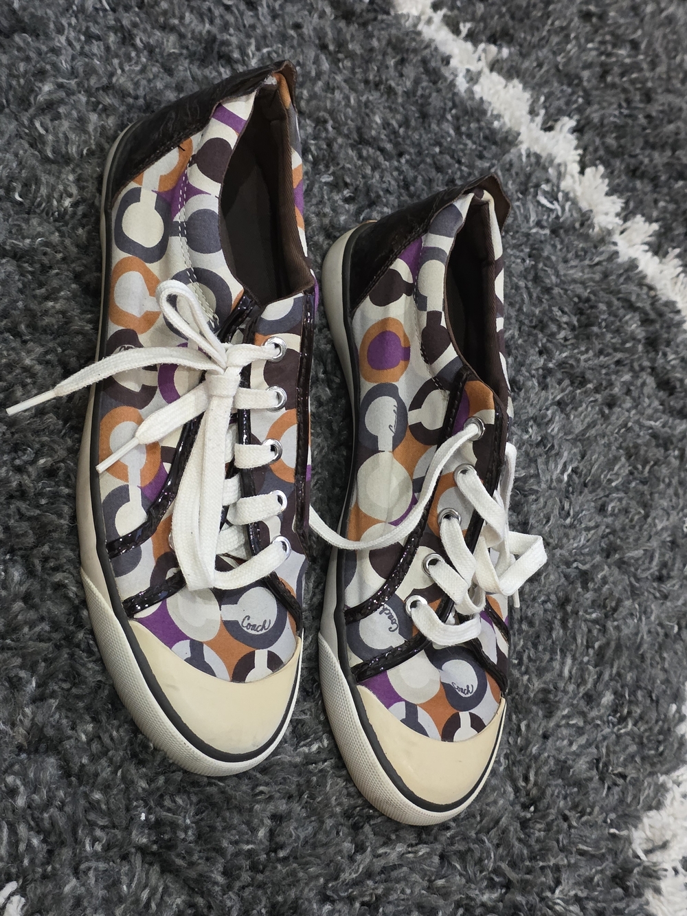 Coach Low-Top Sneakers in Purple, Orange, Brown, White - Picture 2 of 8
